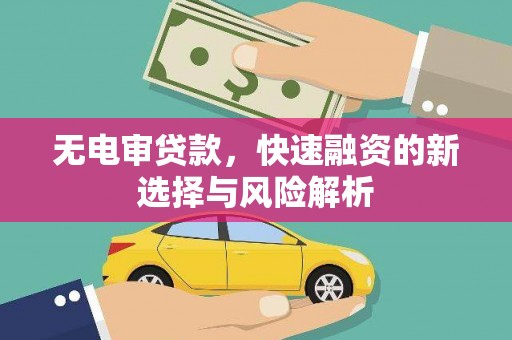 岐山无电审贷款，快速融资的新选择与风险解析