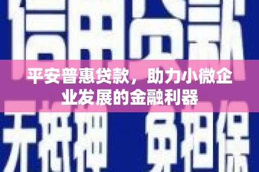 岐山平安普惠贷款，助力小微企业发展的金融利器