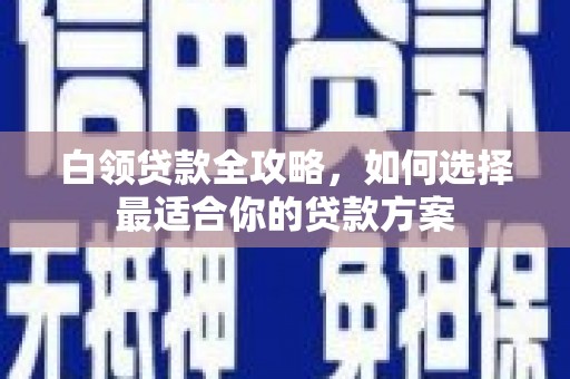 岐山白领贷款全攻略，如何选择最适合你的贷款方案